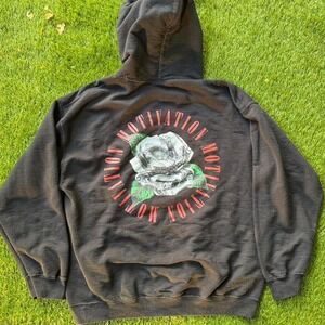 Popular Poison Hoodie Mens Large Black Motivation Rose Graphic Pullover Back